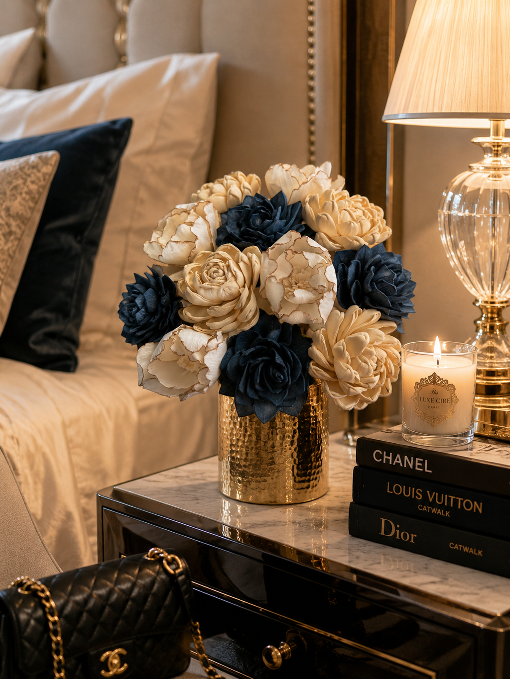 Midnight Elegance Wood Flowers
