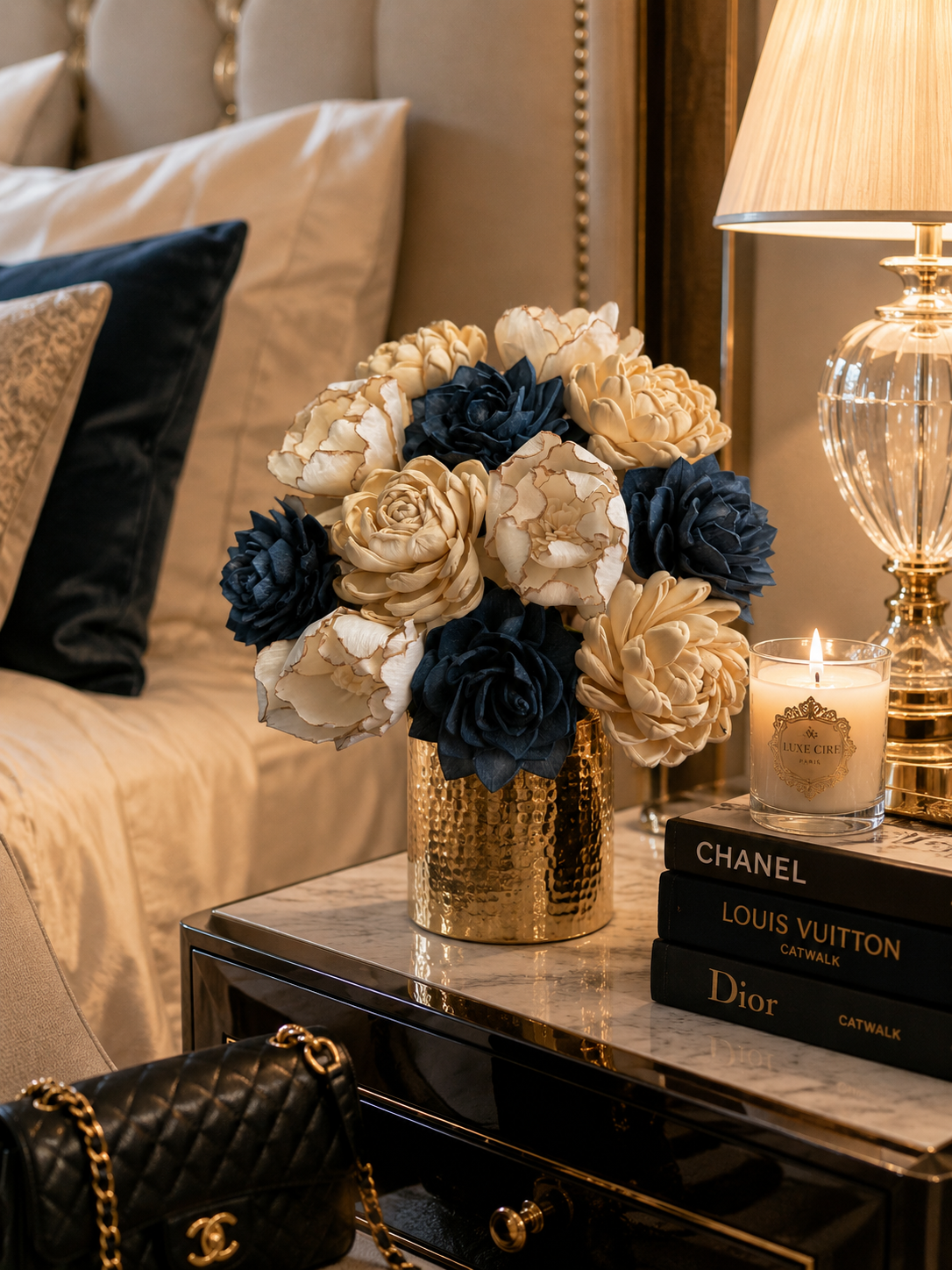 Midnight Elegance Wood Flowers