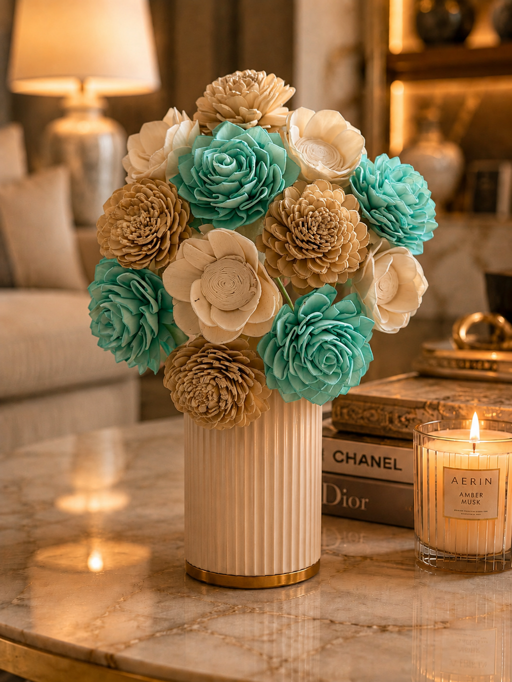 Sea Glass Serenity Wood Flowers