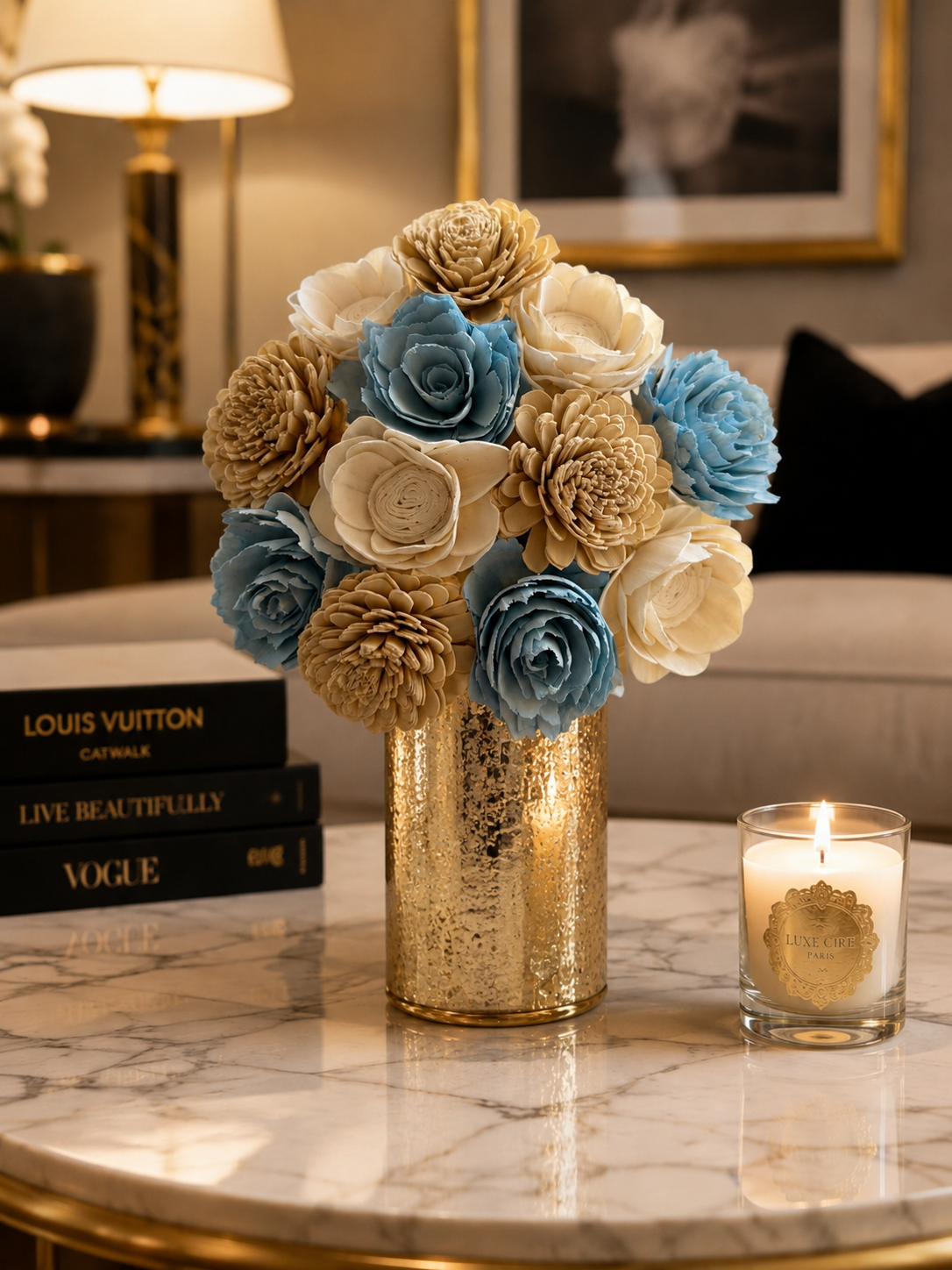 Blue Champagne Wood Flowers