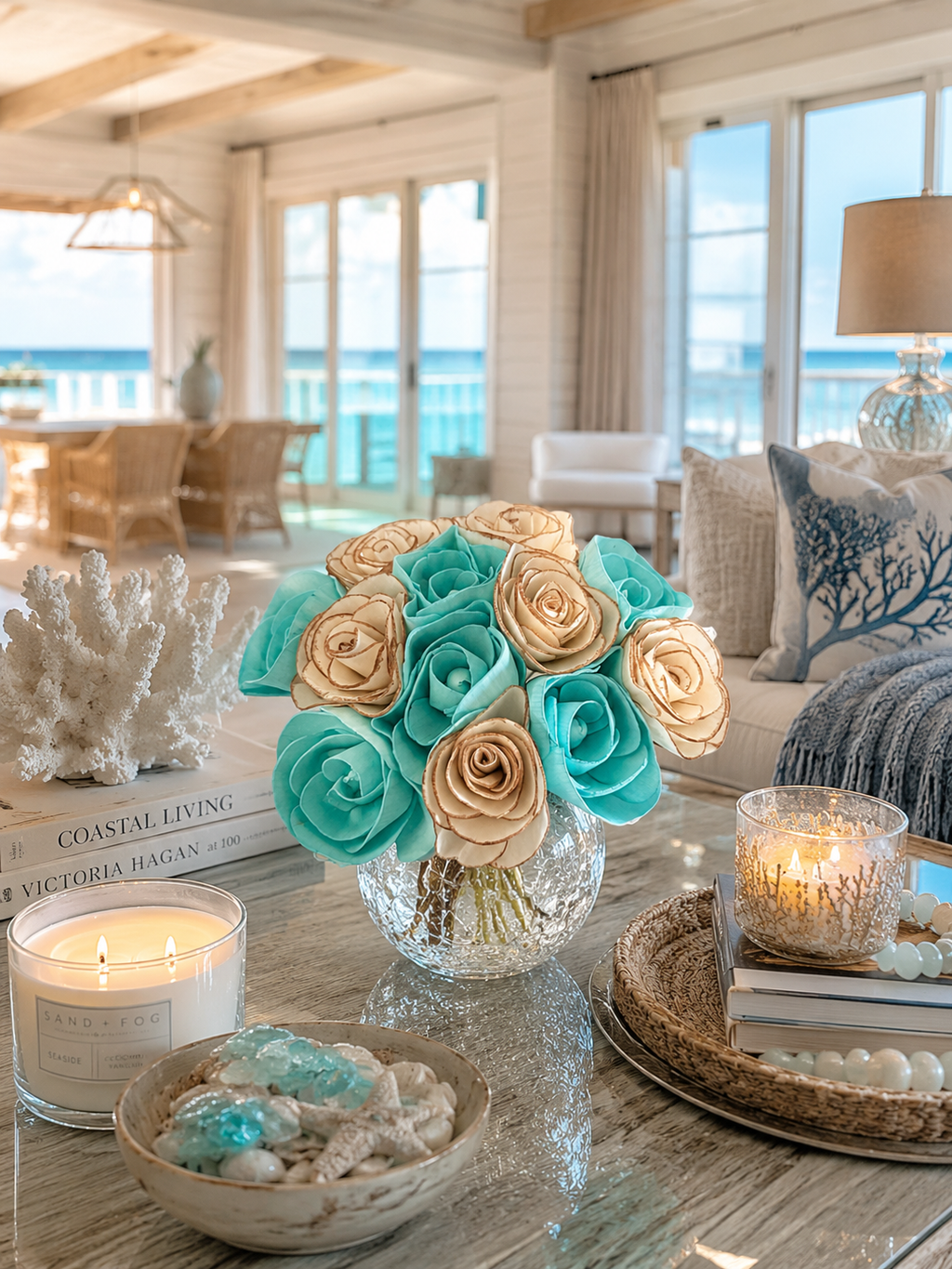 Aqua Elegance Rose Wood Flowers